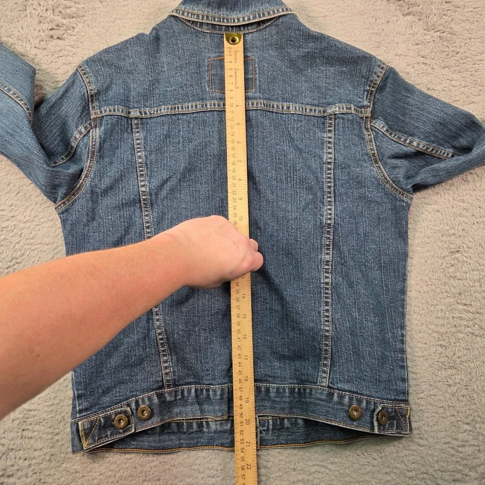 Levis Jean Jacket Womens S Vintage Y2K Blue Denim Moto Grunge 90s Heritage - Picture 9 of 11